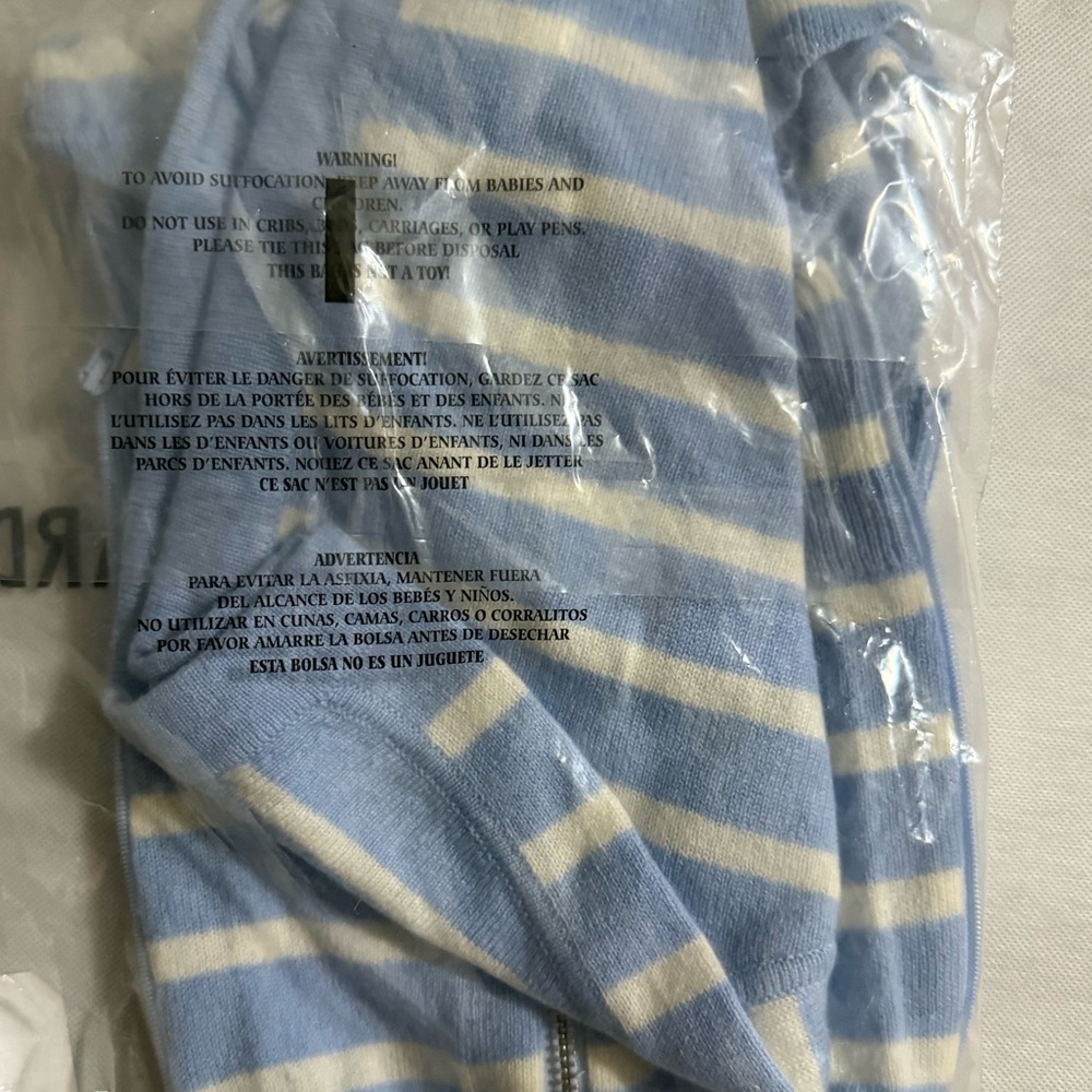 Veronica beard Dickey insert blue striped cashmere nwt 00-14 / one size - Picture 8 of 8